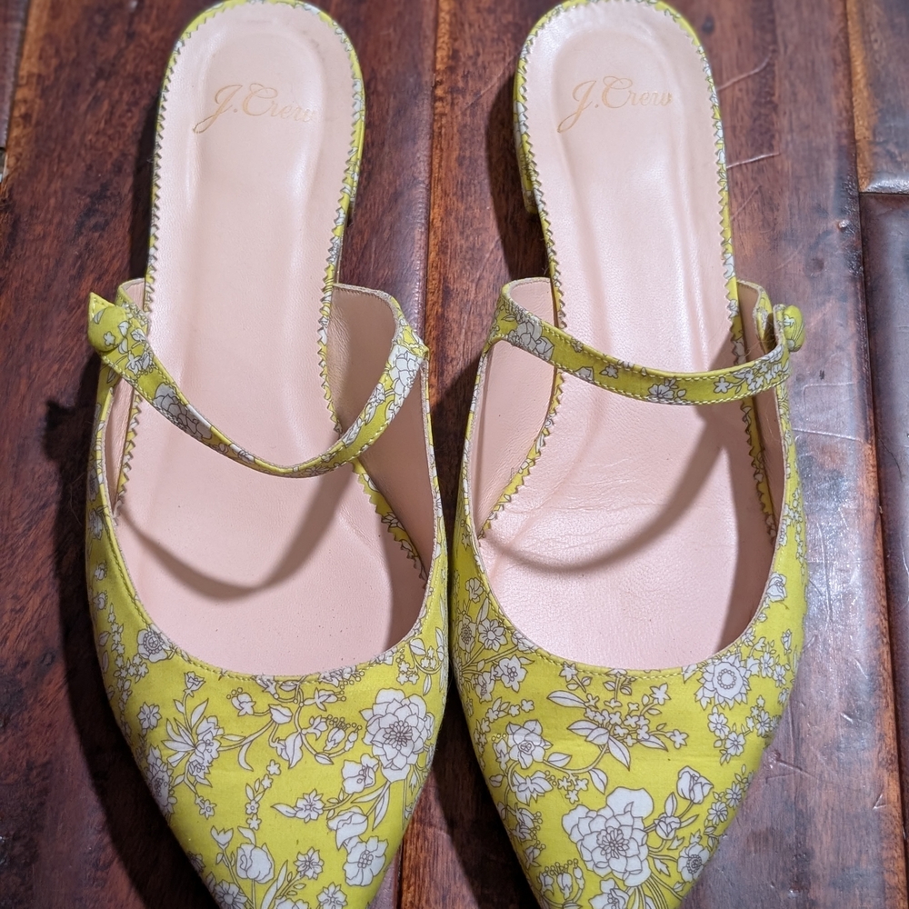 J. Crew Women's Yellow Floral Mules